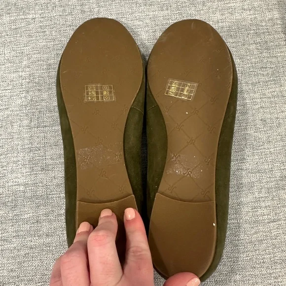 Jack Rogers Women's Suede Hunter Green Scalloped Flats - Picture 4 of 6